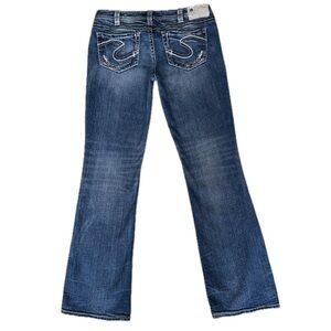 👖🛹 SILVER AIKO Low Rise Bootcut Jeans Y2K Contrast Stitch Denim Women’s 30x33